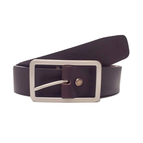 Genuine Leather Belt with Minimalist Metal Buckle